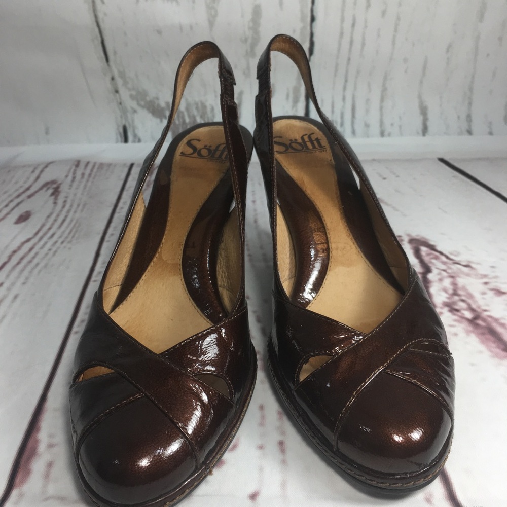 SOFFT Brown Metallic Leather Heel Shoes 6.5 Women’s